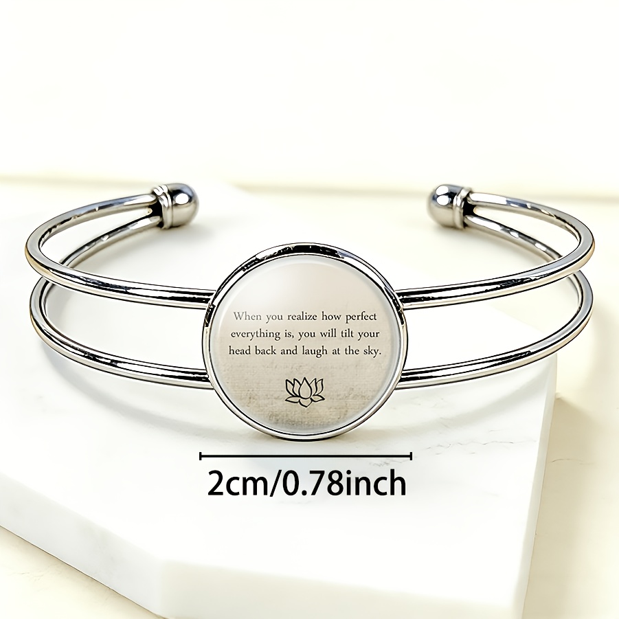 Adjustable Open Bangle Bracelet with Round Gemstone Inlay, Classic Design